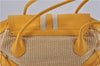 Authentic PRADA Raffia Leather Hand Shoulder Bag Beige Yellow 9444F