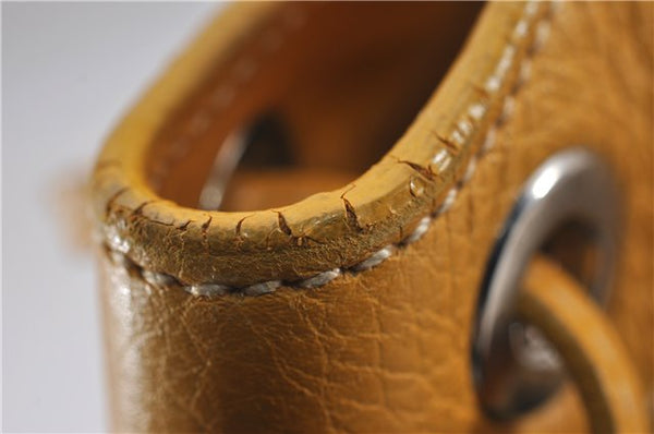 Authentic PRADA Raffia Leather Hand Shoulder Bag Beige Yellow 9444F