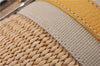 Authentic PRADA Raffia Leather Hand Shoulder Bag Beige Yellow 9444F