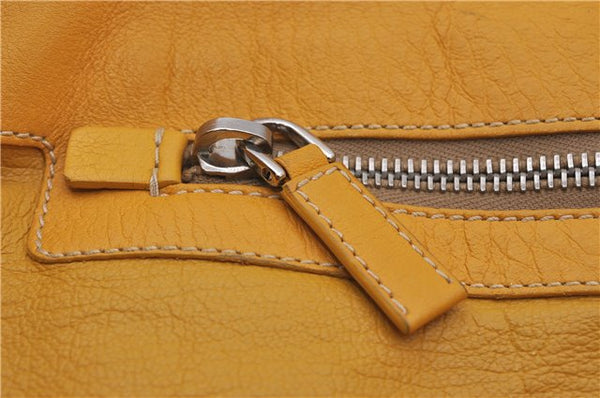 Authentic PRADA Raffia Leather Hand Shoulder Bag Beige Yellow 9444F