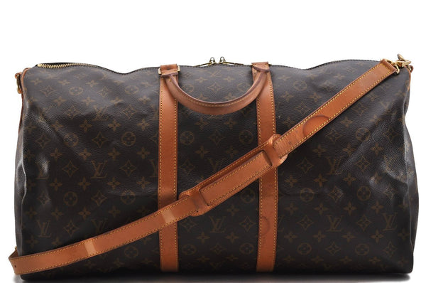 Auth Louis Vuitton Monogram Keepall Bandouliere 55 Boston Bag M41414 LV 9458C