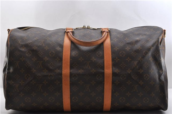 Auth Louis Vuitton Monogram Keepall Bandouliere 55 Boston Bag M41414 LV 9458C