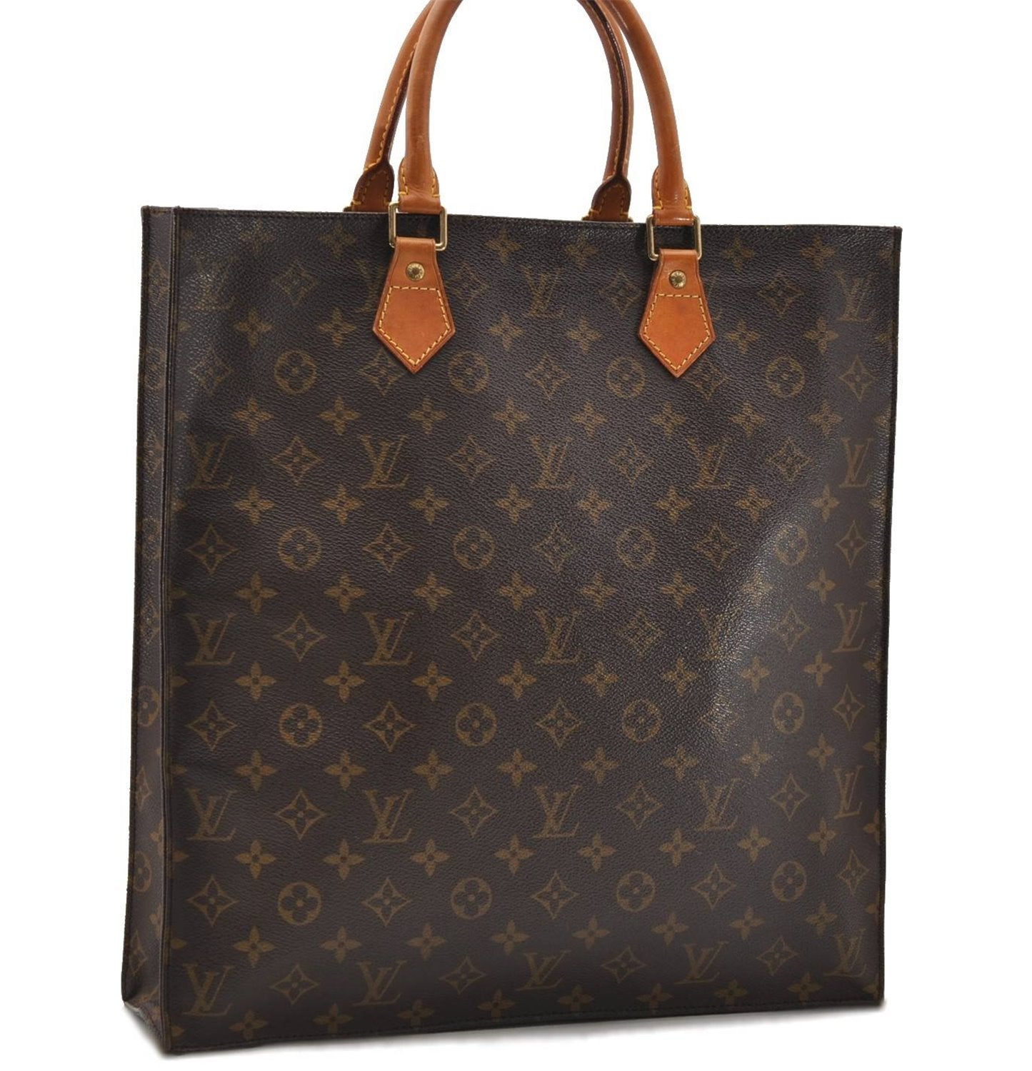 Authentic Louis Vuitton Monogram Sac Plat Hand Bag M51140 LV 9462C