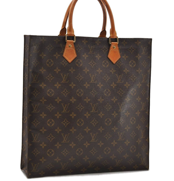 Authentic Louis Vuitton Monogram Sac Plat Hand Bag M51140 LV 9462C
