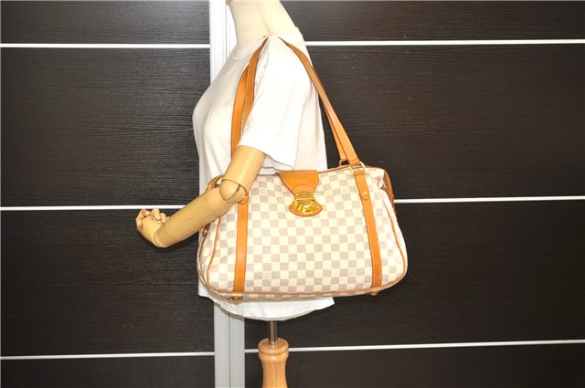 Authentic Louis Vuitton Damier Azur Stresa PM Shoulder Bag N42220 LV 9473E