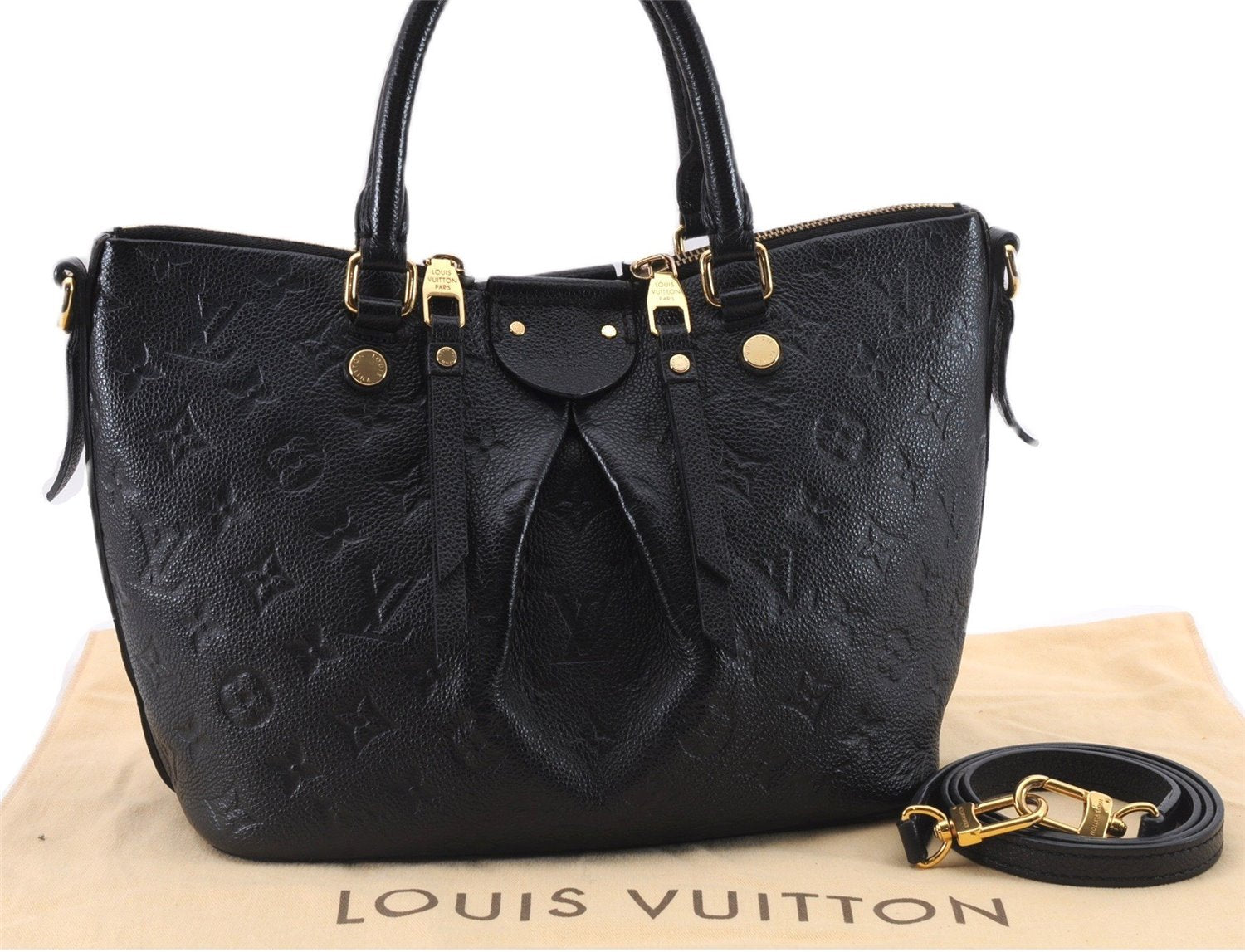 Authentic Louis Vuitton Monogram Empreinte Mazarine PM 2Way Hand Bag Black 9480E