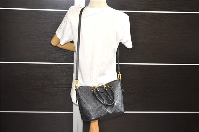 Authentic Louis Vuitton Monogram Empreinte Mazarine PM 2Way Hand Bag Black 9480E