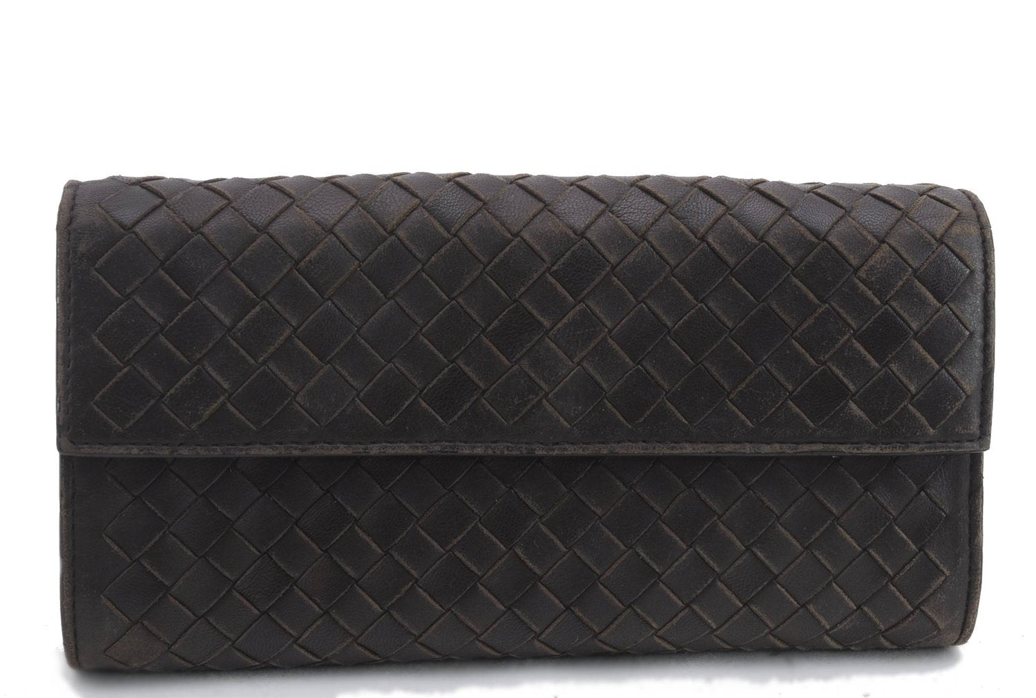 Authentic BOTTEGA VENETA Intrecciato Leather Long Wallet Purse Brown 9482C