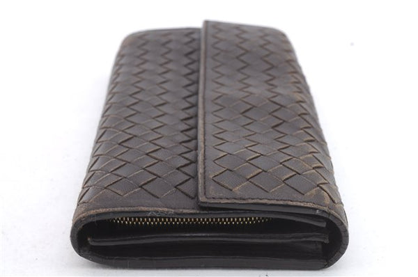 Authentic BOTTEGA VENETA Intrecciato Leather Long Wallet Purse Brown 9482C