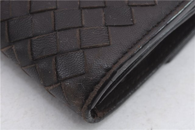 Authentic BOTTEGA VENETA Intrecciato Leather Long Wallet Purse Brown 9482C