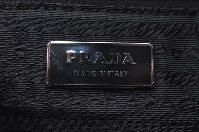 Authentic PRADA Bufalo Mix Leather Plastic Shoulder Cross Bag VA0402 Black 9492C