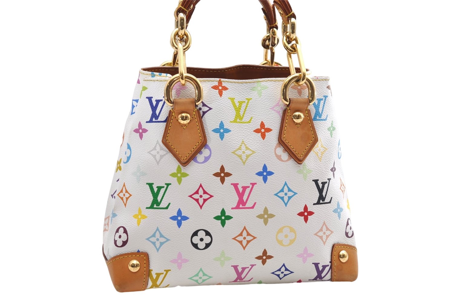 Auth Louis Vuitton Monogram Multicolor Audra Tote Hand Bag White M40047 LV 9492D
