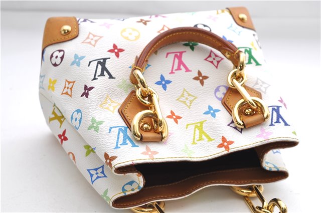 Auth Louis Vuitton Monogram Multicolor Audra Tote Hand Bag White M40047 LV 9492D