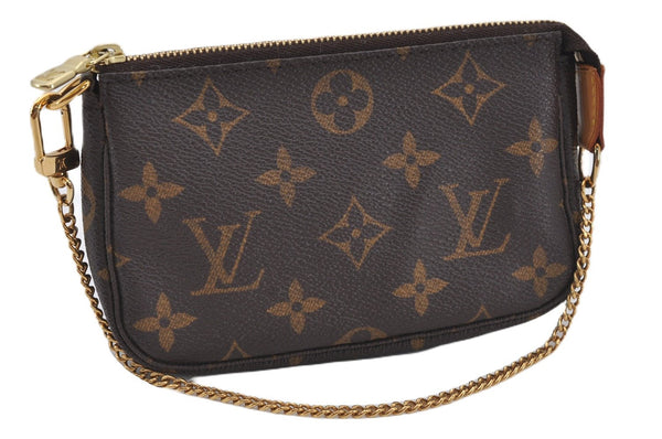 Authentic Louis Vuitton Monogram Mini Pochette Accessoires Pouch M58009 LV 9492E