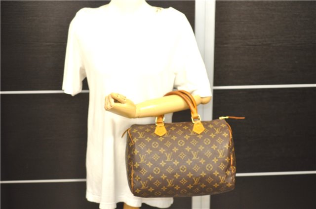 Authentic Louis Vuitton Monogram Speedy 30 Hand Bag M41526 LV 9493C