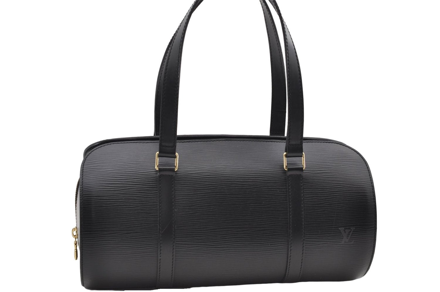 Authentic Louis Vuitton Epi Soufflot Black Hand Bag M52222 LV 9506D