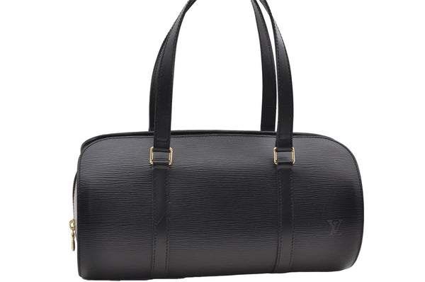 Authentic Louis Vuitton Epi Soufflot Black Hand Bag M52222 LV 9506D