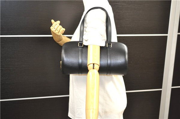 Authentic Louis Vuitton Epi Soufflot Black Hand Bag M52222 LV 9506D