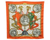 Authentic HERMES Carre 90 Scarf "NAPOLEON" Silk Orange 9507D