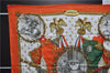 Authentic HERMES Carre 90 Scarf "NAPOLEON" Silk Orange 9507D