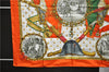 Authentic HERMES Carre 90 Scarf "NAPOLEON" Silk Orange 9507D