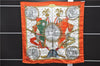 Authentic HERMES Carre 90 Scarf "NAPOLEON" Silk Orange 9507D