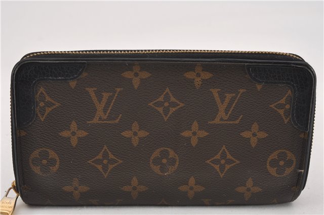 Authentic Louis Vuitton Monogram Zippy Wallet Retiro Long Black M61855 LV 9507F