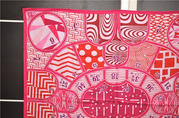 Authentic HERMES Carre 90 Scarf "Jeu de soie" Silk Pink 9508D