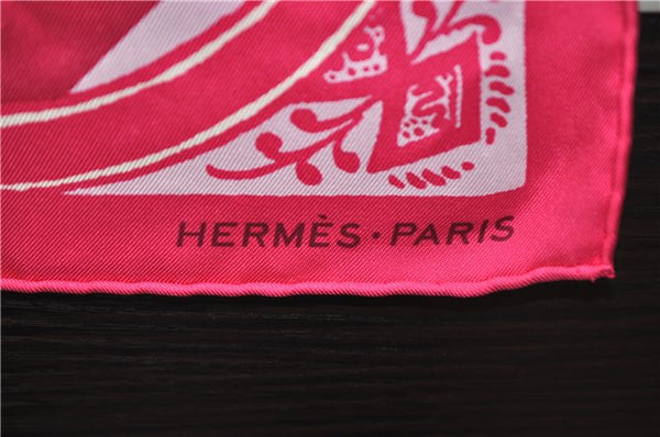 Authentic HERMES Carre 90 Scarf "Jeu de soie" Silk Pink 9508D