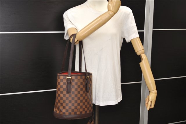 Authentic Louis Vuitton Damier Marais Bucket Shoulder Tote Bag N42240 LV 9509E