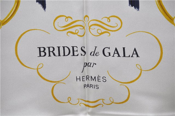 Authentic HERMES Carre 90 Scarf "BRIDES de GALA par" Silk Navy Paper Bag 9514D