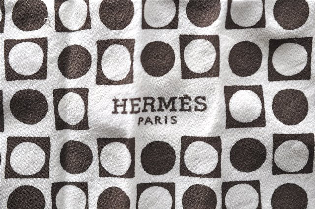 Authentic HERMES Losange PM Scarf Dots Pattern Silk Brown White Box 9516D