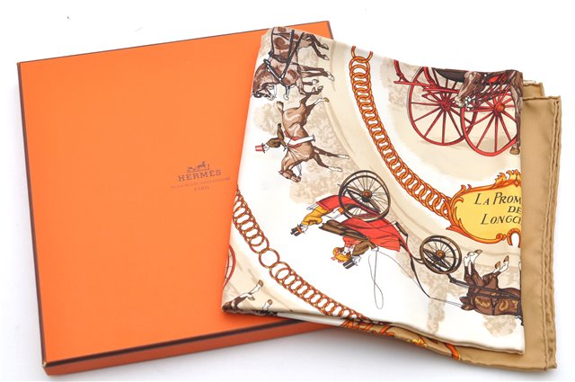 Auth HERMES Carre 90 Scarf 