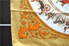 Auth HERMES Carre 90 Scarf "LA PROMENADE DE LONGCHAMPS" Silk Brown Box 9517D