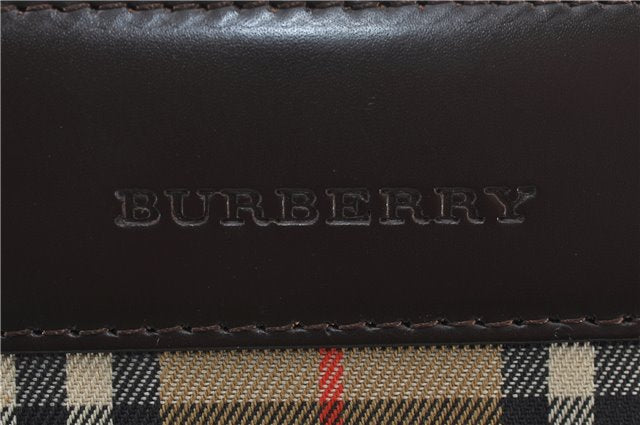 Authentic BURBERRY Leather Nova Check Canvas Shoulder Cross Body Bag Brown 9520E