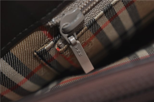 Authentic BURBERRY Leather Nova Check Canvas Shoulder Cross Body Bag Brown 9520E