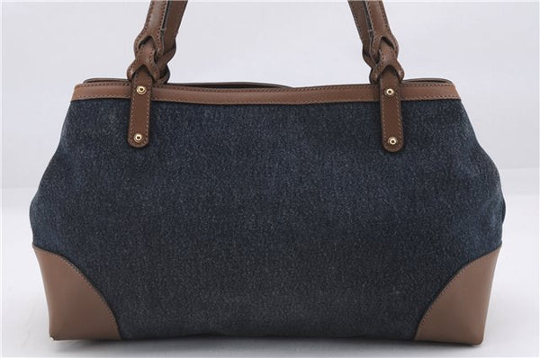 Authentic GUCCI Craft Shoulder Tote Bag Denim Leather 348715 Blue Brown 9522D