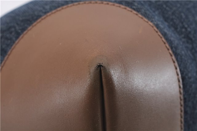 Authentic GUCCI Craft Shoulder Tote Bag Denim Leather 348715 Blue Brown 9522D