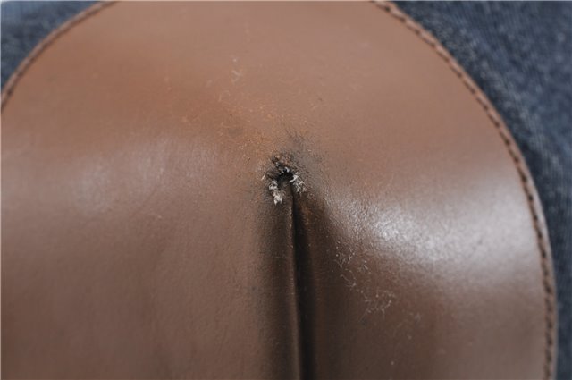 Authentic GUCCI Craft Shoulder Tote Bag Denim Leather 348715 Blue Brown 9522D