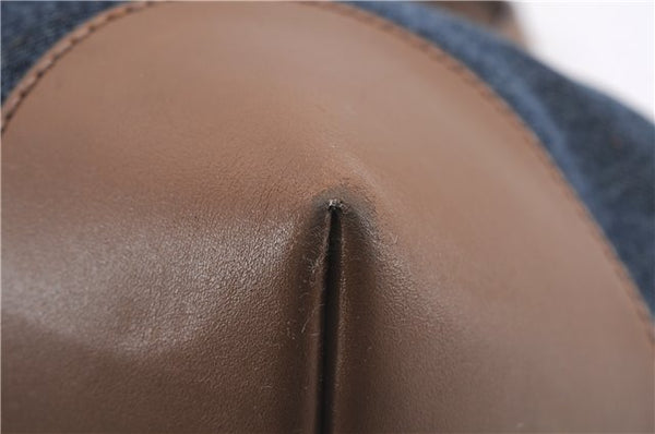 Authentic GUCCI Craft Shoulder Tote Bag Denim Leather 348715 Blue Brown 9522D