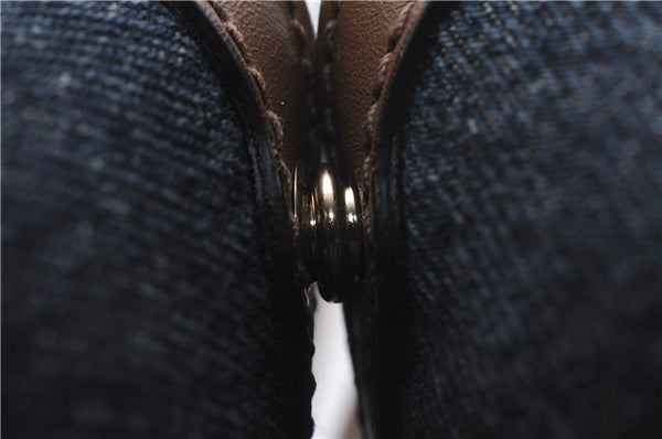 Authentic GUCCI Craft Shoulder Tote Bag Denim Leather 348715 Blue Brown 9522D