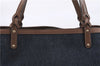 Authentic GUCCI Craft Shoulder Tote Bag Denim Leather 348715 Blue Brown 9522D