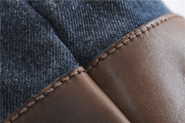 Authentic GUCCI Craft Shoulder Tote Bag Denim Leather 348715 Blue Brown 9522D