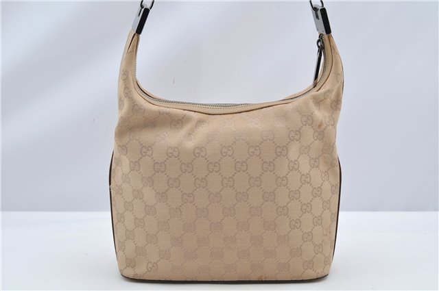 Authentic GUCCI Shoulder Hand Bag Purse GG Canvas Leather 01234 Beige 9523F
