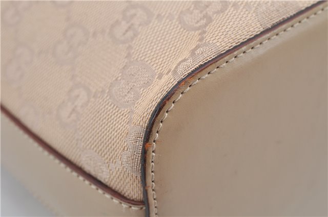 Authentic GUCCI Shoulder Hand Bag Purse GG Canvas Leather 01234 Beige 9523F