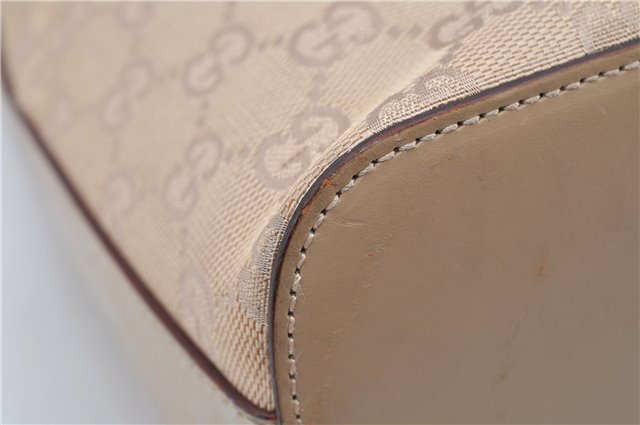 Authentic GUCCI Shoulder Hand Bag Purse GG Canvas Leather 01234 Beige 9523F