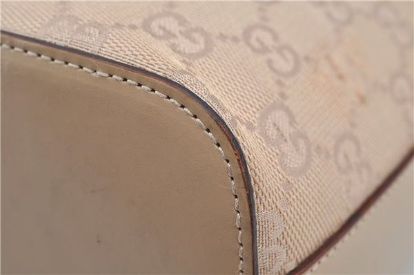 Authentic GUCCI Shoulder Hand Bag Purse GG Canvas Leather 01234 Beige 9523F