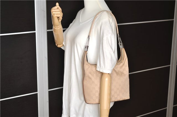Authentic GUCCI Shoulder Hand Bag Purse GG Canvas Leather 01234 Beige 9523F