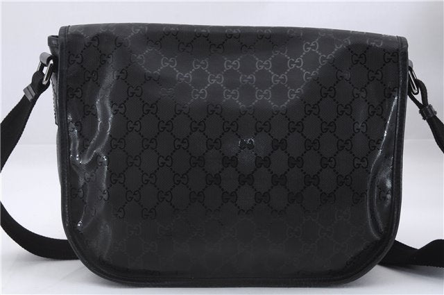 Authentic GUCCI GG Imprime Shoulder Cross Bag GG PVC Leather 201732 Black 9525D