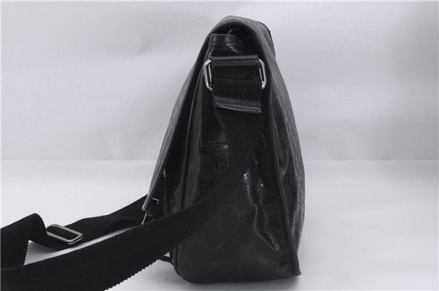 Authentic GUCCI GG Imprime Shoulder Cross Bag GG PVC Leather 201732 Black 9525D